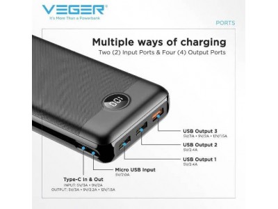 Зображення Повербанк VEGER V3008  || 30000mAh у категорії ПОВЕРБАНК