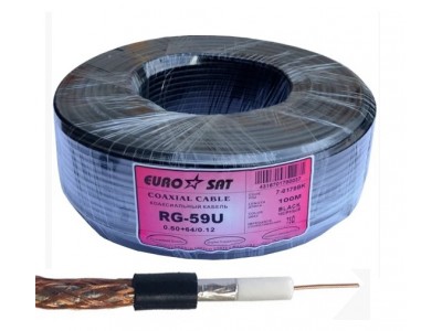 Зображення Кабель 3C-2V 0.5CUх32х4.8мм || Телевізійний кабель, чорний у категорії Телевізійний кабель