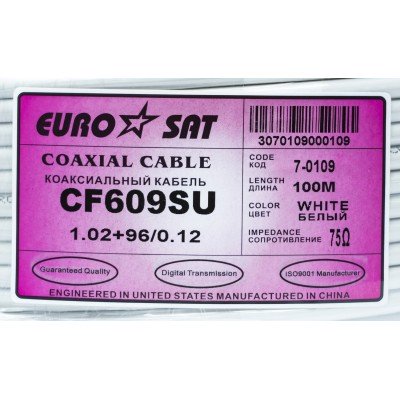 Зображення Кабель ТВ RG-6+96/6.8 (Мідь)  EUROSAT (100m) білий у категорії Телевізійний кабель