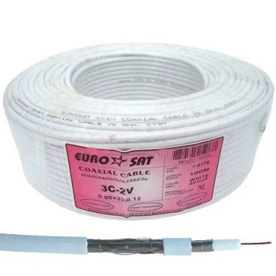 Кабель 3C2V (0.5СCS+Al/32x0.12AL-MG)- 4.8мм білий 100м