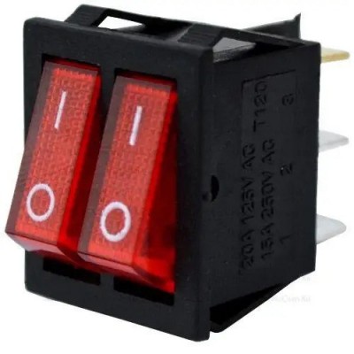 Зображення Перемикач з підсвічуванням IRS-2101-1А ON-OFF , 6pin, 15A, 220V, червоний у категорії Комплектуючі