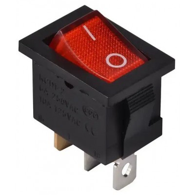 Зображення Перемикач Daier KCD1-2-101N RD, ON-OFF, 3pin, 10A 125V/6A 250V, червоний у категорії МІКРИКИ, ПЕРЕМИКАЧІ