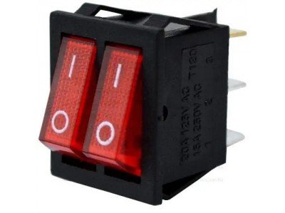 Зображення Перемикач з підсвічуванням IRS-2101-1А ON-OFF , 6pin, 15A, 220V, червоний у категорії Комплектуючі