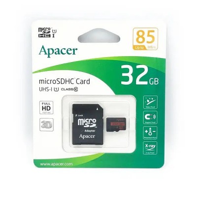 Зображення Картка пам'яті 32GB Apacer micro SDHC Class 10 + adaptor у категорії Обладнання для інтернету, smart