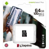 Картка пам'яті 64GB Kingston micro SDXC Canvas Select Plus Class 10