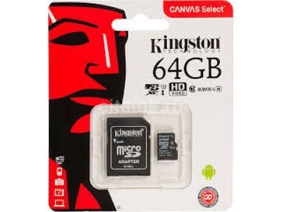 Зображення Картка пам'яті 64GB KINGSTON micro SDXC 100MB/S Class 10+ adapter у категорії КАРТКИ ПАМ'ЯТІ