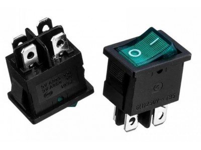 Зображення Перемикач з підсвіткою Daier KCD 1-4-201N зелений || 4pin 6A 250V у категорії МІКРИКИ, ПЕРЕМИКАЧІ