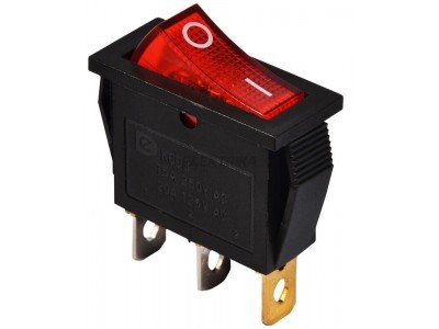 Зображення Перемикач з підсвіткою Daier KCD3-101N червоний || 3pin 6A 250V у категорії МІКРИКИ, ПЕРЕМИКАЧІ