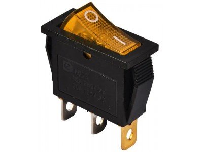 Зображення Перемикач з підсвіткою Daier KCD3-101N Жовтий || 3pin 6A 250V у категорії МІКРИКИ, ПЕРЕМИКАЧІ