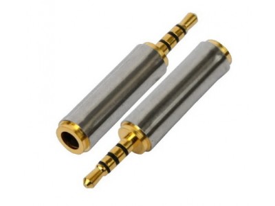 Зображення Перехідник штекер 2.5*4x/гніздо 3.5 Gold метал у категорії 2.5 - ПЕРЕХІДНИКИ