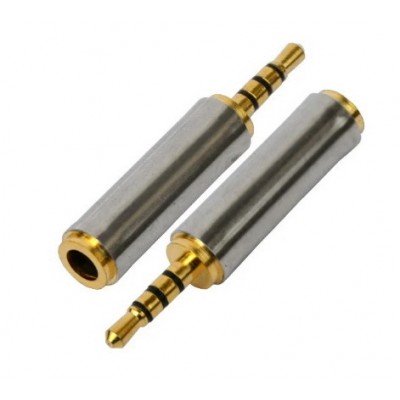 Зображення Перехідник штекер 2.5*4x/гніздо 3.5 Gold метал у категорії 2.5 - ПЕРЕХІДНИКИ