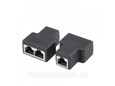 Зображення Перехідник гніздо 8p8c - 2 гнізда 8p8c || бочка RJ-45 чорний у категорії Обладнання для інтернету, smart