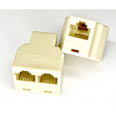 Зображення Перехідник гніздо 8p8c - 2 гнізда 8p8c || бочка RJ-45 у категорії Штекер інтернет мережа