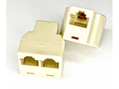 Зображення Перехідник гніздо 8p8c - 2 гнізда 8p8c || бочка RJ-45 у категорії Штекер інтернет мережа