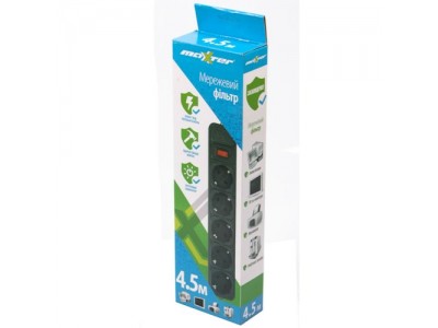 Зображення Фільтр мережевий Maxxter SPM5-G-15B 5 розеток 10A 4.5 метри (чорний) у категорії ФІЛЬРИ МЕРЕЖЕВІ