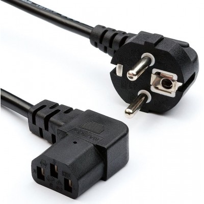 Зображення Шнур мережевий комп'ютер 1.8m 3x0.75mm чорний,кутовий у категорії Шнури