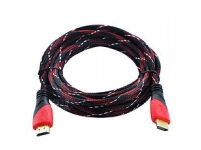 Зображення Кабель HDMI - HDMI GOLD V-1.4 діам червоний  фільтр сітка 10м у категорії Hdmi