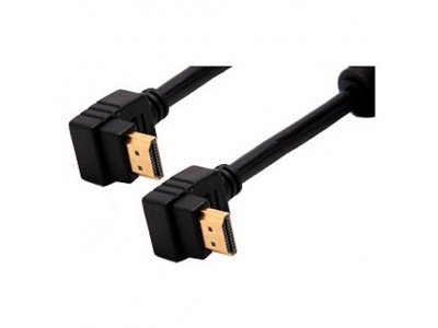 Зображення Кабель HDMI - HDMI GOLD V-1.4 діам 6.0мм кутовий чорний 1.0 метр у категорії Hdmi