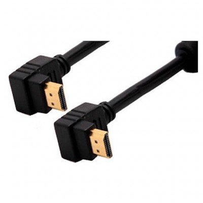 Зображення Кабель HDMI - HDMI GOLD V-1.4 діам 6.0мм кутовий чорний 1.0 метр у категорії Hdmi