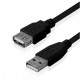 Шнур USB (шт.А - гн.А), V2.0, чорний, 1.5м