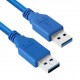 Шнур USB (шт.А - шт.А), V3.0, діам.-5,5мм, синій, 0.8м.