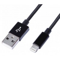 Шнур штекер USB А - штекер Iphone, 1м, чорний
