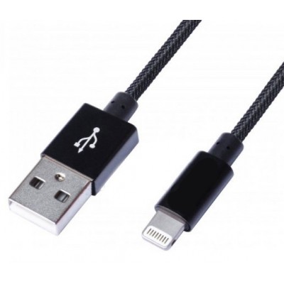 Зображення Шнур штекер USB А - штекер Iphone, 1м, чорний у категорії Шнур Micro USB