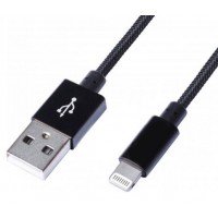 Шнур штекер USB А - штекер Iphone, 1м, чорний