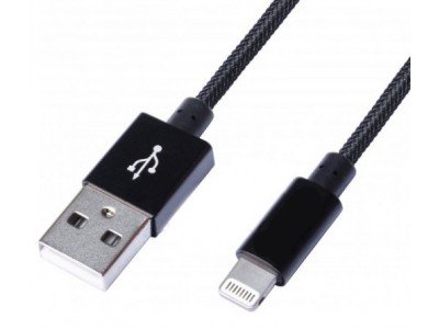 Зображення Шнур штекер USB А - штекер Iphone, 1м, чорний у категорії Шнур Micro USB