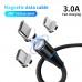 Зображення Шнур штекер USB А / type-C Quick Сharge 3.0  || магнітний чорний 1.0 м у категорії Шнур Type-C