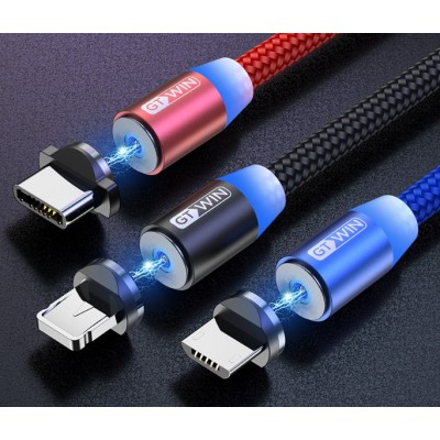 Зображення Шнур Iphone GTWIN магнітний long чорний 1 метр у категорії Шнур Iphone