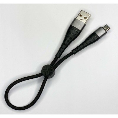 Зображення Шнур micro USB Borofone BX32 сітка чорний 0.25 метра у категорії Шнур Micro USB