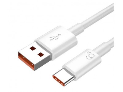Шнур штекер USB А - штекер USB type C, 66W, 6А, 1м , білий