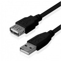 Шнур USB (шт.А - гн.А), V2.0, чорний, 1.5м