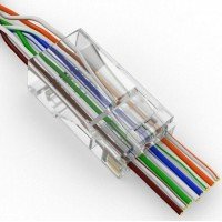 Штекер 8p8c (RJ-45) Cat-6E,наскрізні отвори Штекер 8p8c (RJ-45) Cat-6E,наскрізні отвори