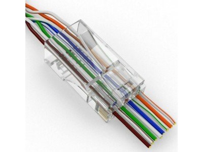 Зображення Штекер 8p8c (RJ-45) Cat-6E,наскрізні отвори у категорії Штекер інтернет мережа