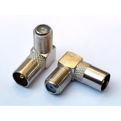 Зображення Перехідник штекер ТВ - F-гніздо gold кутовий у категорії Штекера та гнізда