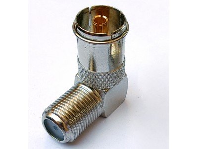 Зображення Перехідник гніздо ТВ - F-гніздо кутовий HQ у категорії Телевізійні перехідники