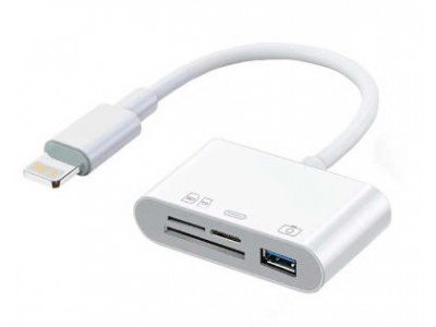 Зображення Перехідник OTG iPhone 4 в 1 Lightning /TF/SD/USB у категорії USB - ПЕРЕХІДНИКИ