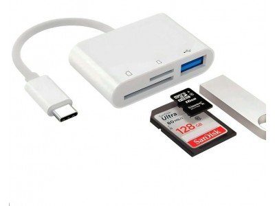 Зображення Перехідник OTG Type-C || 3 в 1 TF/SD/USB3.0 у категорії КАРТКИ ПАМ'ЯТІ