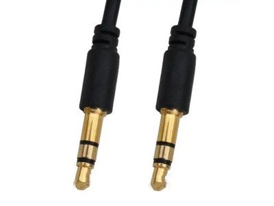 Зображення Шнур штекер 3.5 стерео - штекер 3.5 стерео 3.0мм Gold чорний 1.0 метр у категорії Штекер 3.5