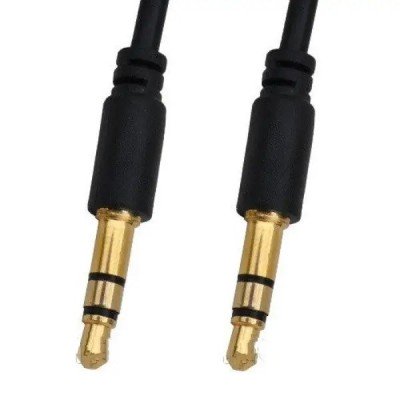 Зображення Шнур штекер 3.5 стерео - штекер 3.5 стерео 3.0мм Gold чорний 1.0 метр у категорії Штекер 3.5