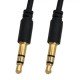 Шнур штекер 3.5 стерео - штекер 3.5 стерео 3.0мм Gold чорний 1.0 метр