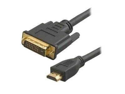 Зображення Шнур штекер HDMI - штекер DVI, &Oslash;7.3мм, gold, 1м, чорний у категорії Шнури
