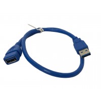 Шнур USB (шт.А - гн.А), V3.0, синій, 0.8м