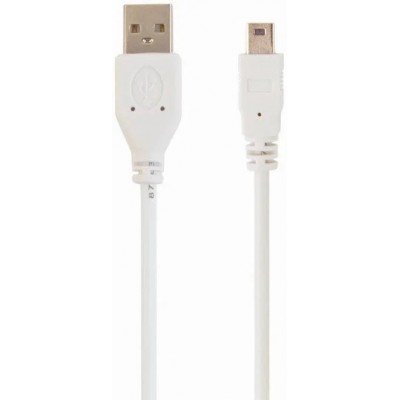 Зображення Шнур штекер USB(A)/шт,mini USB 5pin, білий  (0,9m) у категорії Шнур Type-C
