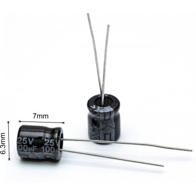 Зображення 100мкф 16в 105С || Конденсатор 6.3x7 у категорії КОНДЕНСАТОРИ