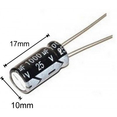 Зображення 1000мкф 25в 105С || Конденсатор 10x17 мм у категорії КОНДЕНСАТОРИ