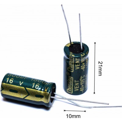 Зображення 1500мкф 16в 105С || Конденсатор 10х21 мм у категорії КОНДЕНСАТОРИ