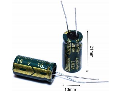 Зображення 1500мкф 16в 105С || Конденсатор 10х21 мм у категорії КОНДЕНСАТОРИ